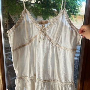 Andrew & Co Cream Lace-Trim Cotton Tank Top